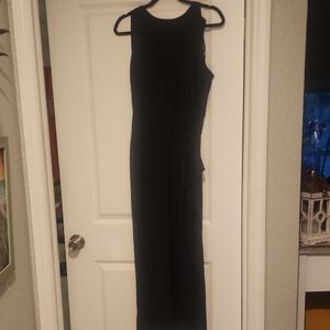 Emma & Michele Womans Dress Slinky Black Sleeveless Halter Maxi Keyhole Glam